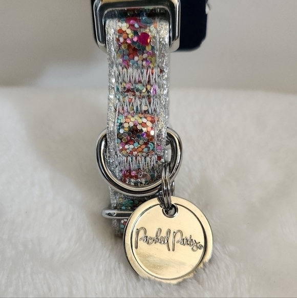 Packed Party Fashion Throw Confetti Glitter Silver Dog Cat Pet Collar Size XS - Picture 5 of 12